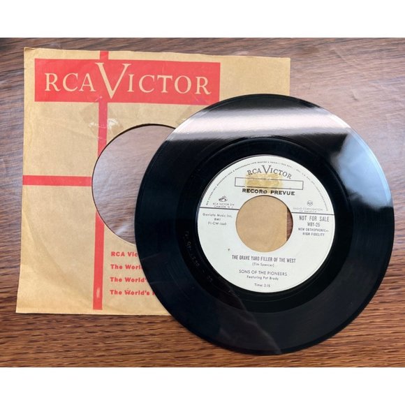 Sons of the Pioneers Ballad of Davy Crockett / Grave Yard Filler West 45 Promo - Picture 4 of 4